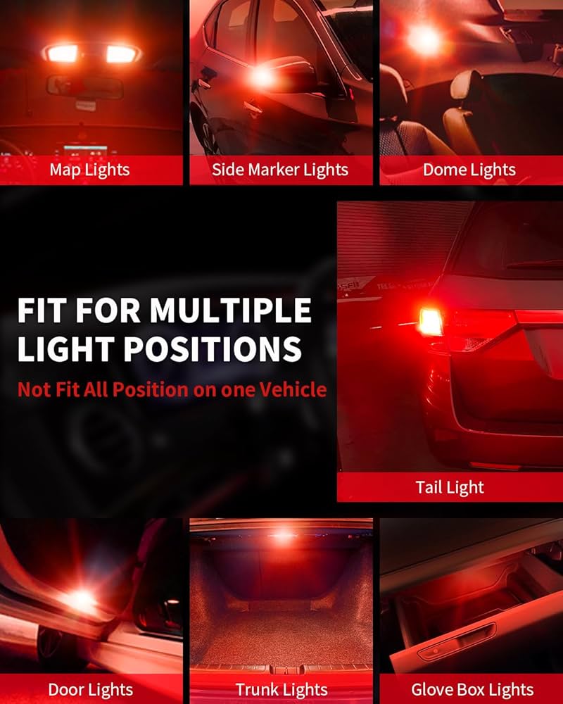 Luz* Amazon.com: GLOFE T10 194 168 Red LED Dash Instrument Lights
